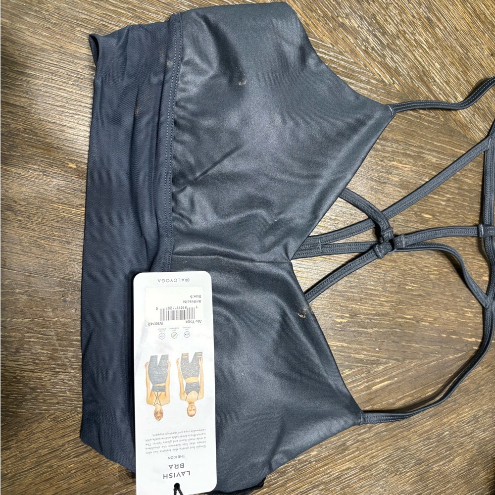 ALO Yoga Charcoal Strappy Sports Bra